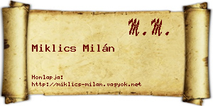 Miklics Milán névjegykártya